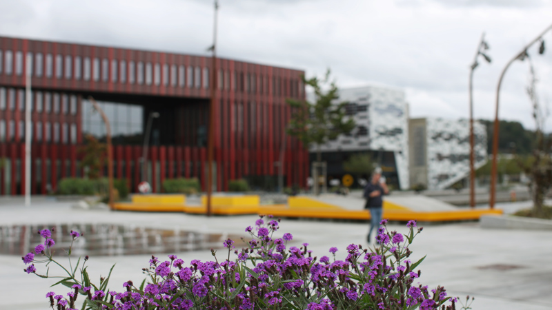 Sandnes rådhus og kaiområdet fra utsiden